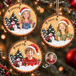 Custom Photo Name Christmas Gifts for Kids - Personalized Wooden Ornament