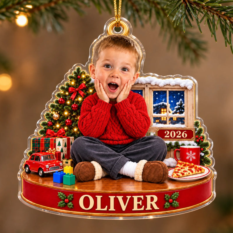Custom Photo Surprised Kids Christmas Gifts - Personalized Acrylic Ornament