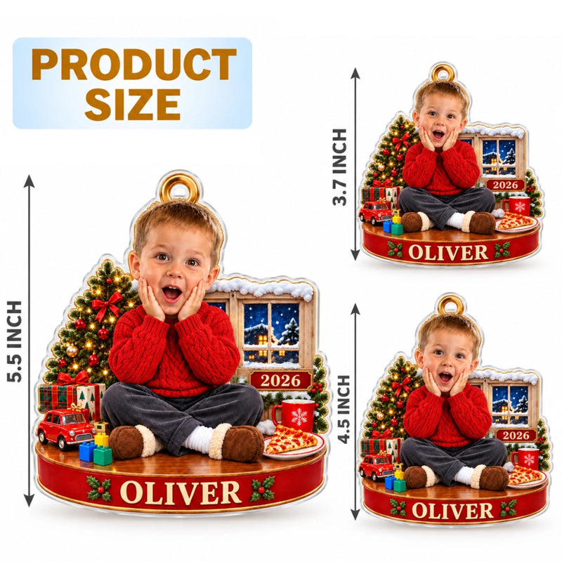 Custom Photo Surprised Kids Christmas Gifts - Personalized Acrylic Ornament