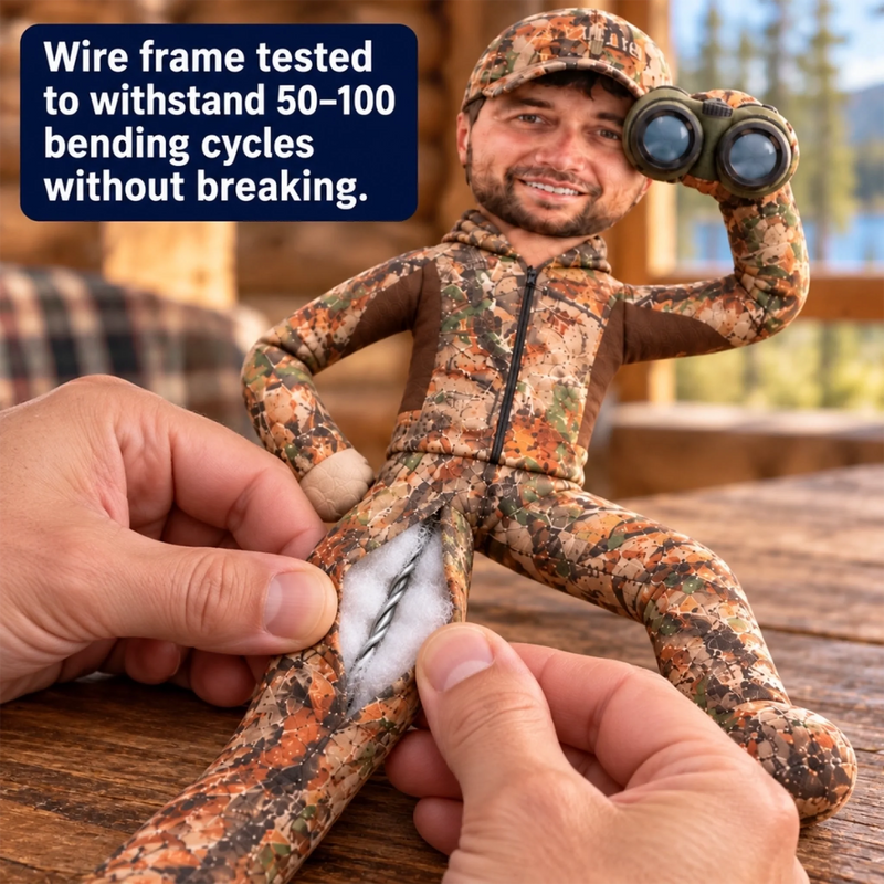 Custom Photo Hunter Gifts for Outdoorsmen - Personalized Poseable Plush Doll