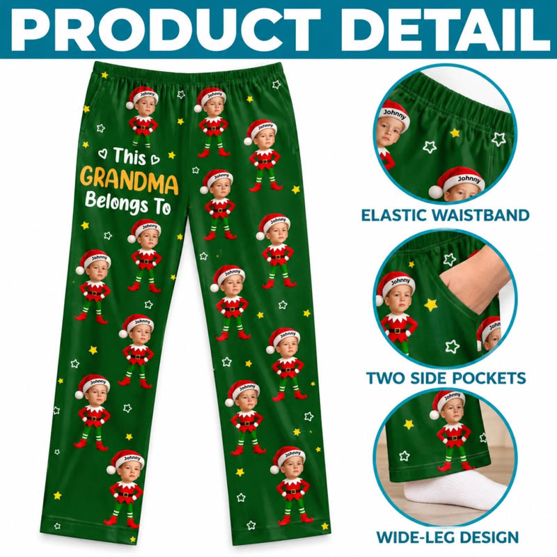 Custom Photo This Grandma Belongs To Christmas Gifts - Personalized Pajama Pants