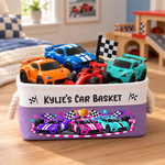 Custom Name Race Car Gifts for Kids - Personalized Storage Basket