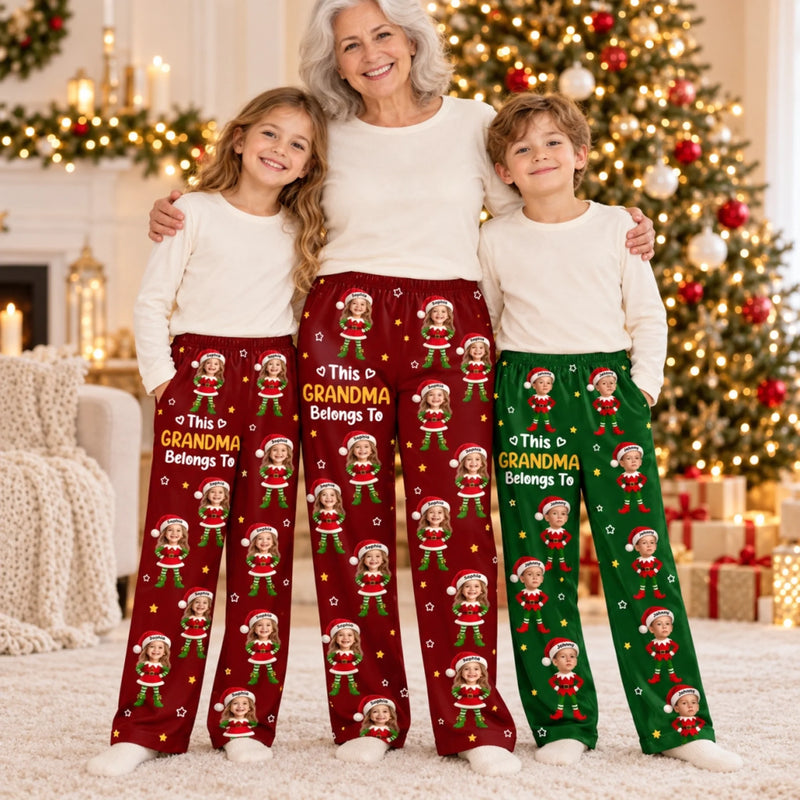 Custom Photo This Grandma Belongs To Christmas Gifts - Personalized Pajama Pants