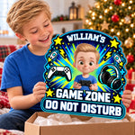 Custom Gamer Character Game Zone Kids Room Decor - Personalized Wood Sign