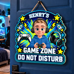 Custom Gamer Character Game Zone Kids Room Decor - Personalized Wood Sign