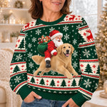 Custom Santa Riding Dog Christmas Gifts For Dog And Cat Lovers, Pet Lovers - Personalized Ugly Sweatshirt