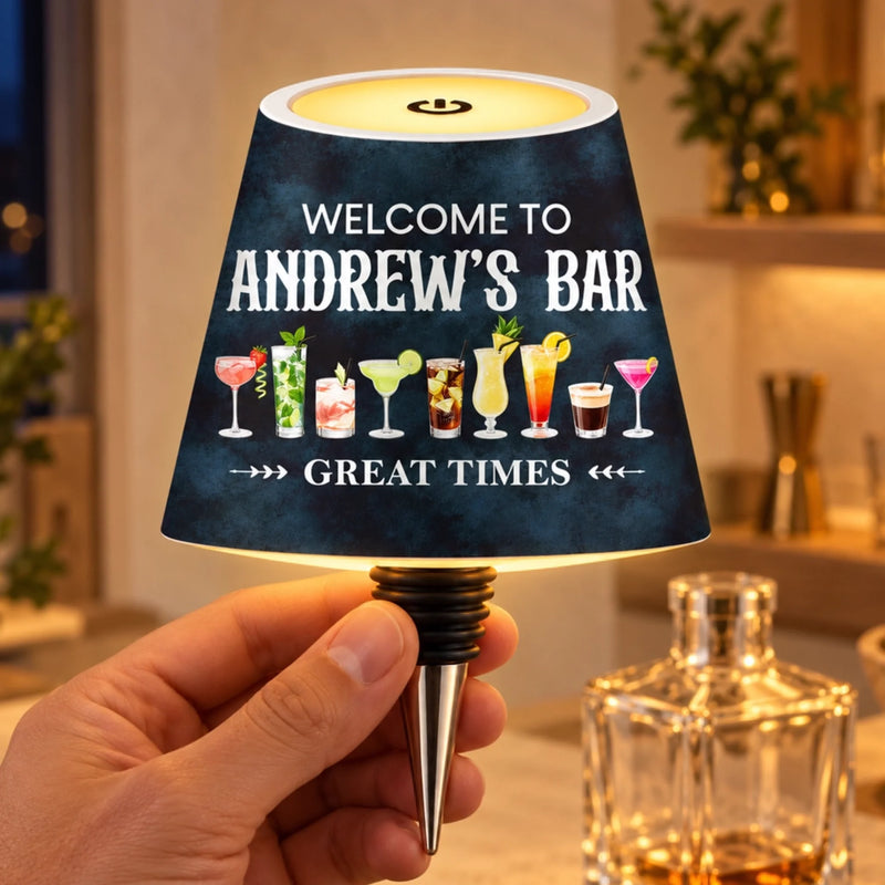 Custom Home Bar Decor - Personalized LED Bottle Light Topper