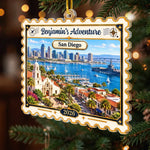 Custom Photo Travel Adventure Couple Christmas Gifts - Personalized Ornament