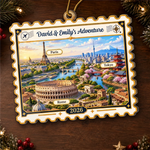 Custom Photo Travel Adventure Couple Christmas Gifts - Personalized Ornament