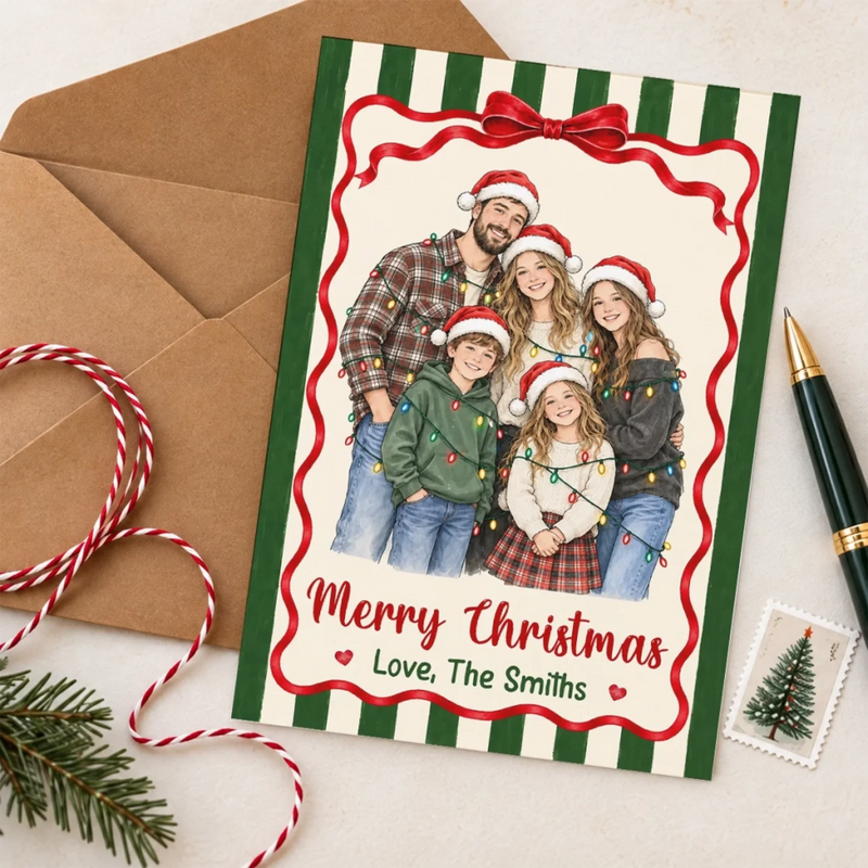 Custom Photo Family Christmas Cards - Personalized Christmas Greeting Card