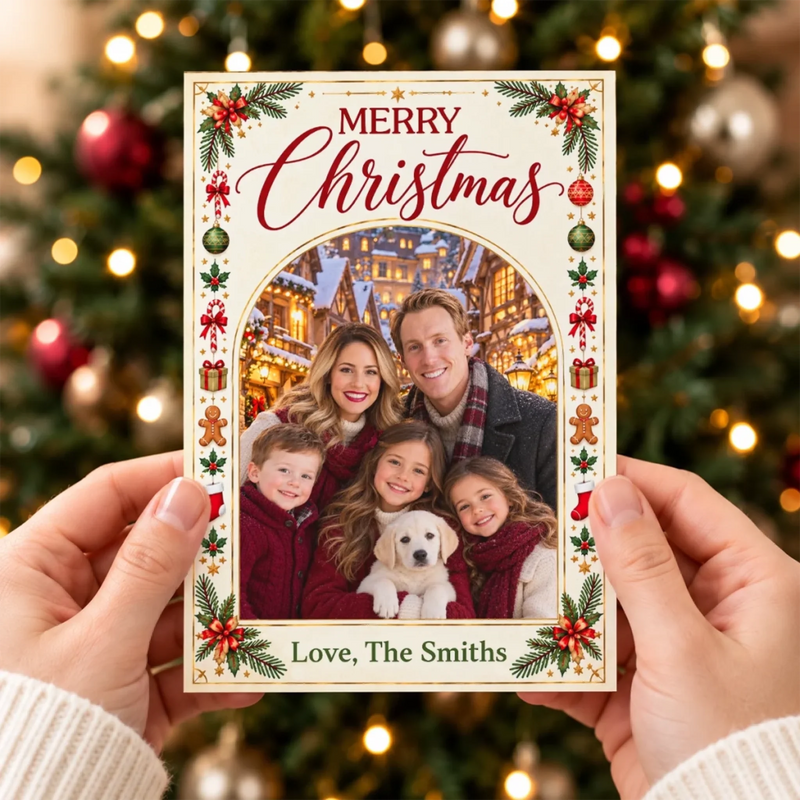 Custom Photo Christmas Family Gifts - Personalized Christmas Greeting Card