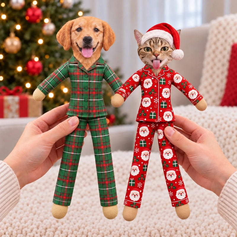 Custom Photo Christmas Elf Doll Gifts For Dog And Cat Lovers - Personalized Poseable Plush Doll copy