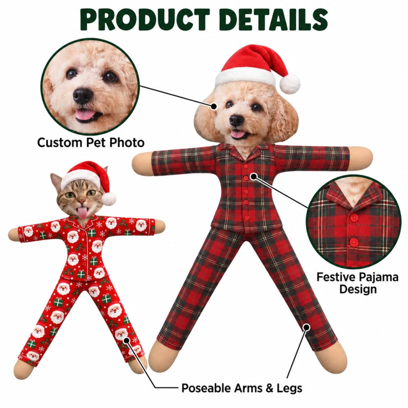Custom Photo Christmas Elf Doll Gifts For Dog And Cat Lovers - Personalized Poseable Plush Doll copy