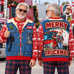Custom Photo Truckmas Christmas Gifts For Men - Personalized Ugly Sweatshirt