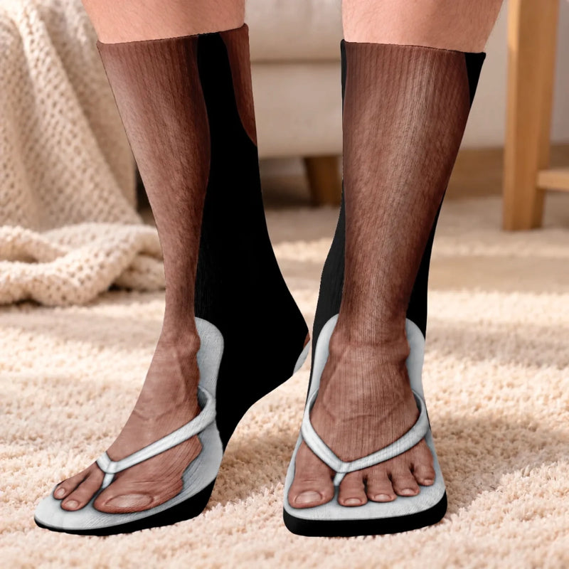 Custom Funny Flip Flop Feet Prank Gifts - Personalized Middle Tube Socks