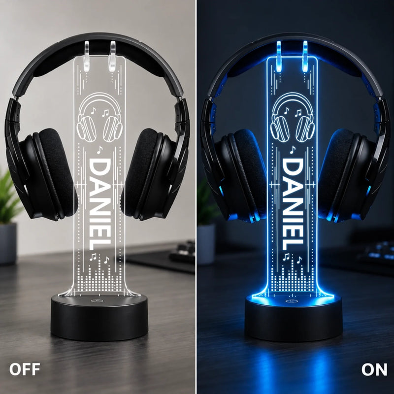 Custom Name Neon Headphone Gifts For Music Lovers - Personalized Headphone Stand