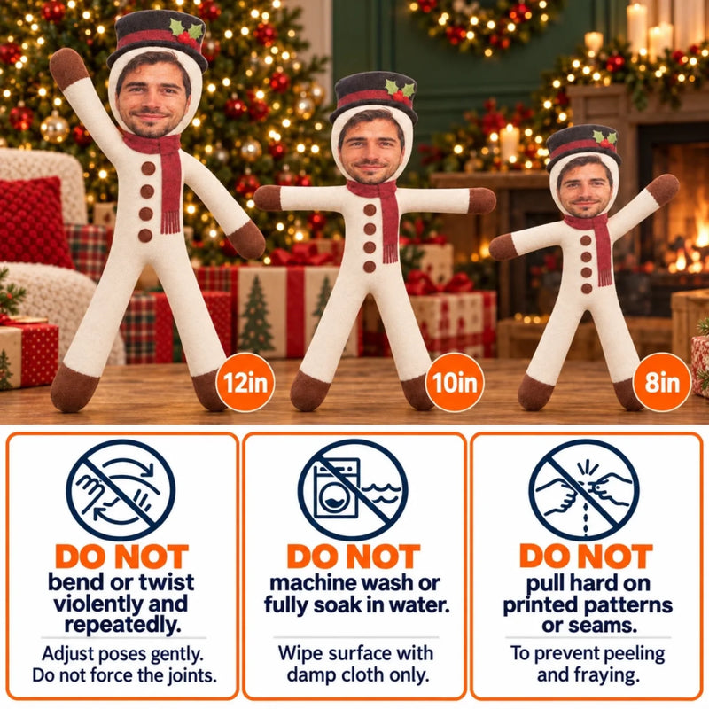 Custom Photo Face Funny Christmas Family Gifts For Him, Her - Personalized Poseable Plush Doll