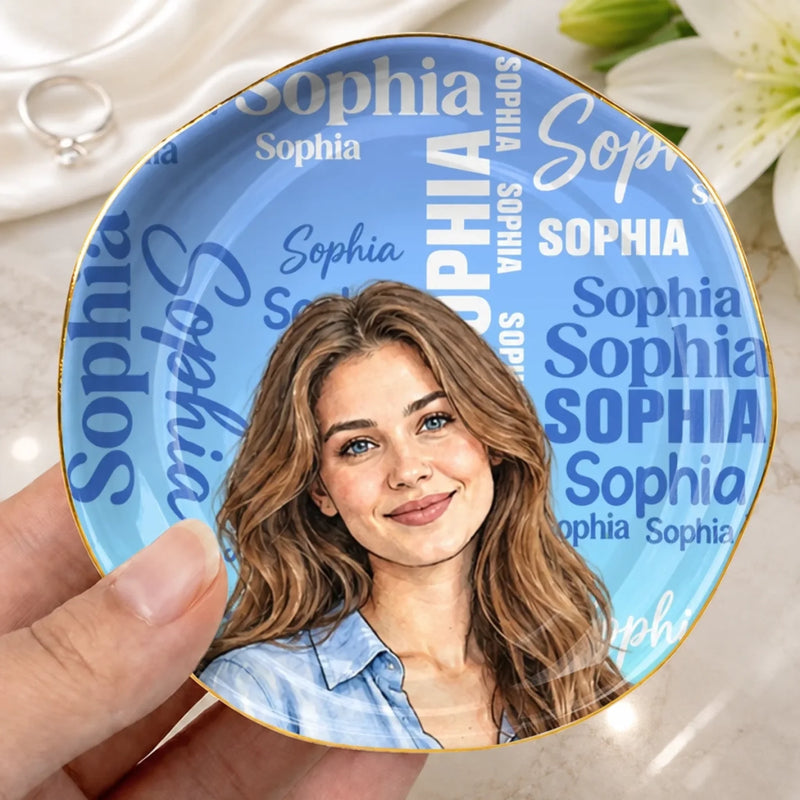 Custom Photo Name Vanity Gifts for Women - Personalized Jewelry Dish