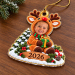 Custom Reindeer Baby Kids Christmas Gifts - Personalized Acrylic Ornament