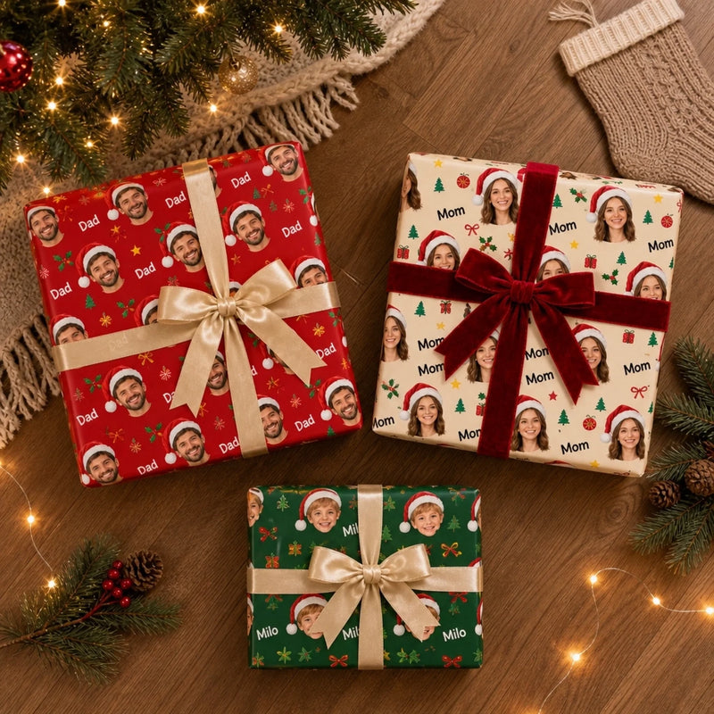 Custom Family Photo Christmas Gifts - Personalized Wrapping Paper
