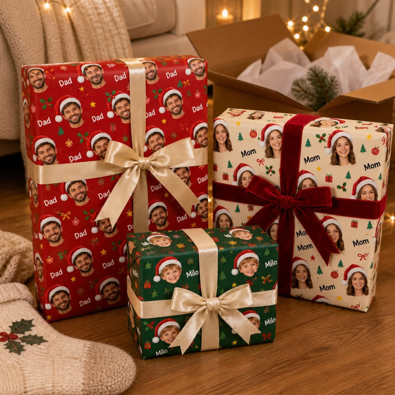 Custom Family Photo Christmas Gifts - Personalized Wrapping Paper