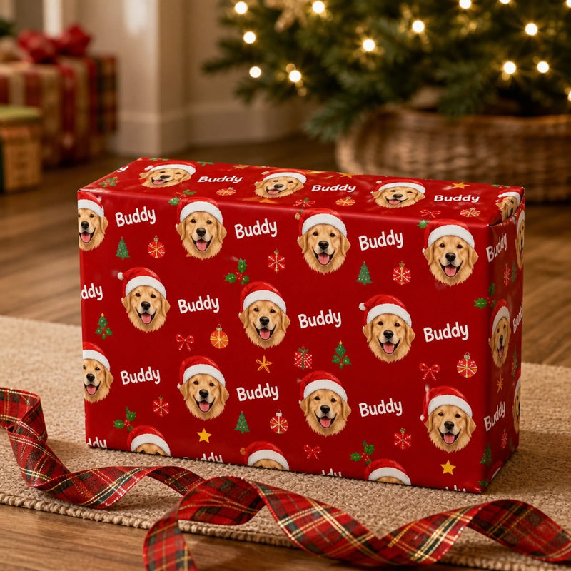 Custom Dog Photo Christmas Gifts for Dog Lovers - Personalized Wrapping Paper