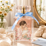 Custom Photo Floral First Christmas Gifts For New Moms - Personalized Refillable Perfume Bottle