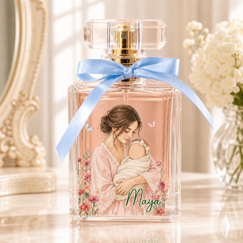 Custom Photo Floral First Christmas Gifts For New Moms - Personalized Refillable Perfume Bottle