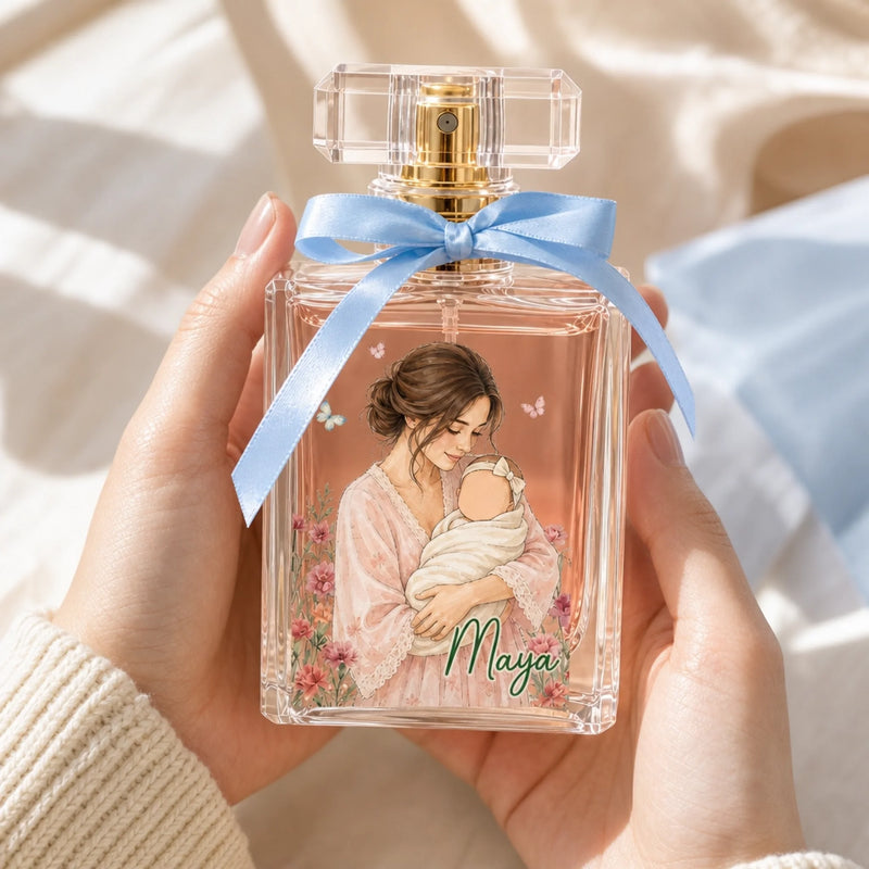 Custom Photo Floral First Christmas Gifts For New Moms - Personalized Refillable Perfume Bottle