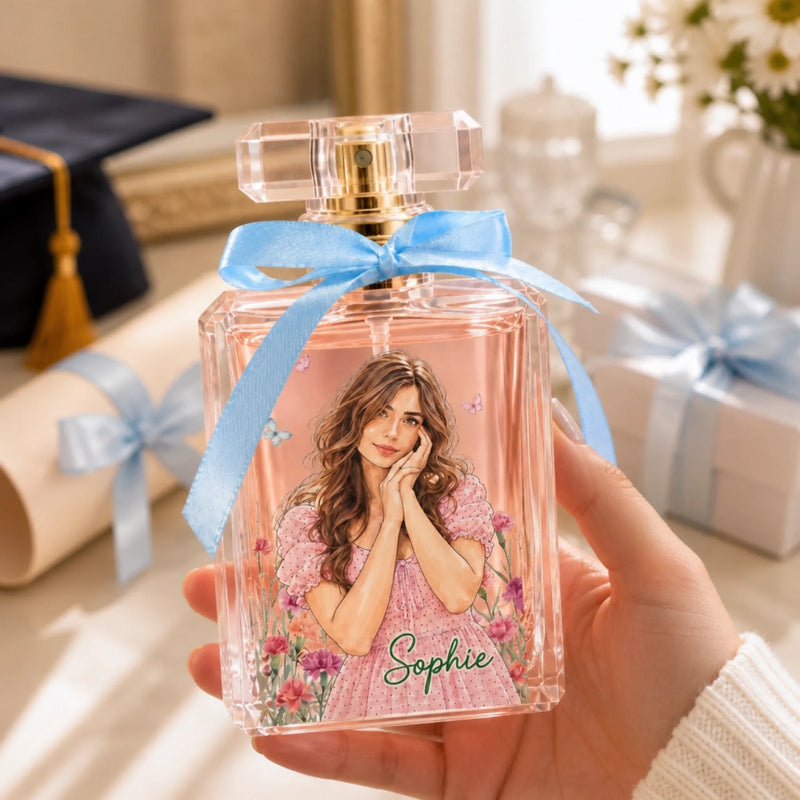 Custom Photo Floral Gifts for Daughter, Granddaughter - Personalized Refillable Perfume Bottle