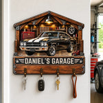 Custom Photo Garage Name Decor Gifts - Personalized Wooden Key Holder