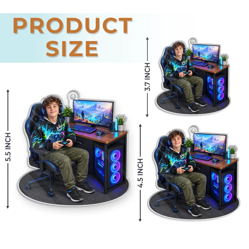 Custom Photo Gaming Setup Christmas Gifts For Kids - Personalized Acrylic Ornament