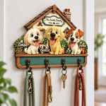 Custom Dog Family Gifts For Dog Lovers - Personalized Wooden Key Holder
