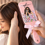 Custom Photo Floral Gifts for Her - Personalized Paddle Hair Brush