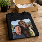 Custom Photo Bigfoot Fishing Gifts For Men - Personalized Comfort T-Shirt