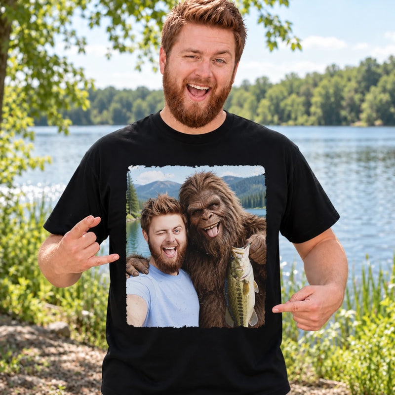 Custom Photo Bigfoot Fishing Gifts For Men - Personalized Comfort T-Shirt