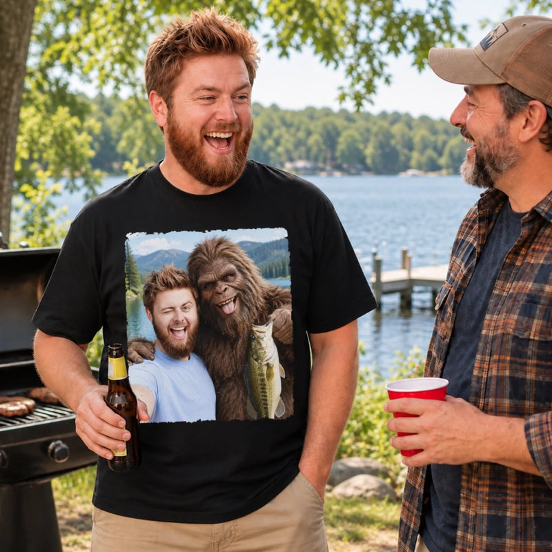 Custom Photo Bigfoot Fishing Gifts For Men - Personalized Comfort T-Shirt