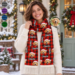 Custom Photo Santa Hat Pet Lover Christmas Gifts - Personalized Wool Scarf With Tassel