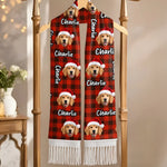 Custom Photo Santa Hat Pet Lover Christmas Gifts - Personalized Wool Scarf With Tassel