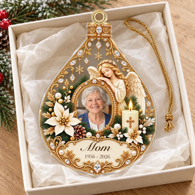 Custom Photo Memorial Angel Christmas Decor Gifts - Personalized Acrylic Ornament