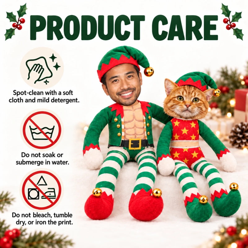 Custom Santa Elf And Gingerbread Family Christmas Gifts - Personalized Poseable Plush Doll