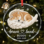 Custom Pet Photo Angel Wings Memorial Gifts For Pet Lovers - Personalized Glass Ornament