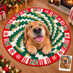 Custom Photo Vortex Dog Christmas Gifts For Pet Lovers - Personalized Quilted Round Mat