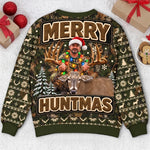 Custom Photo Merry Huntmas Hunting Christmas Gifts for Him - Personalized Ugly Sweatshirt