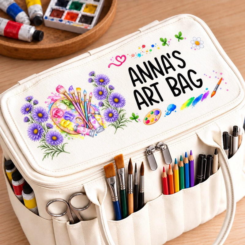 Custom Floral Painting Gifts For Art Lovers - Personalized Canvas Yarn Tote Bag