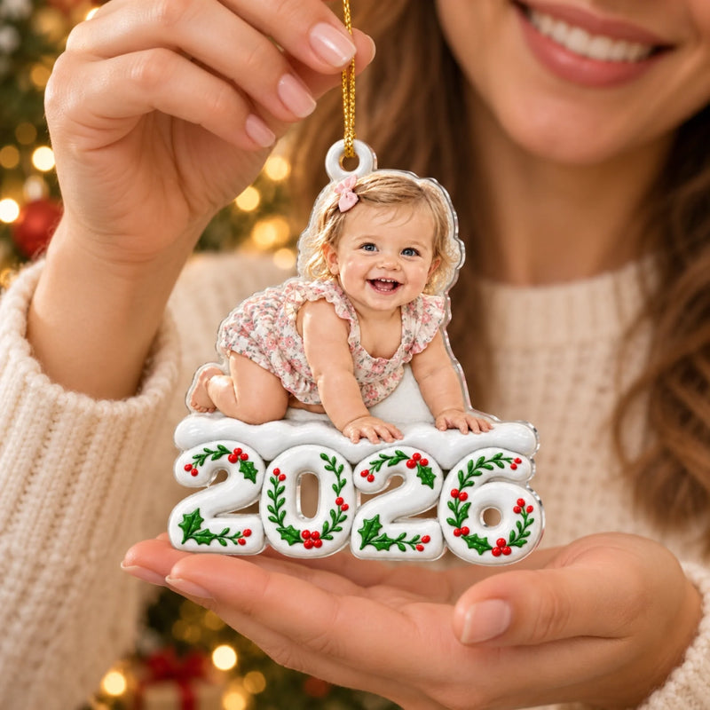 Custom Faux Porcelain Photo Kids Christmas Gifts - Personalized Acrylic Ornament