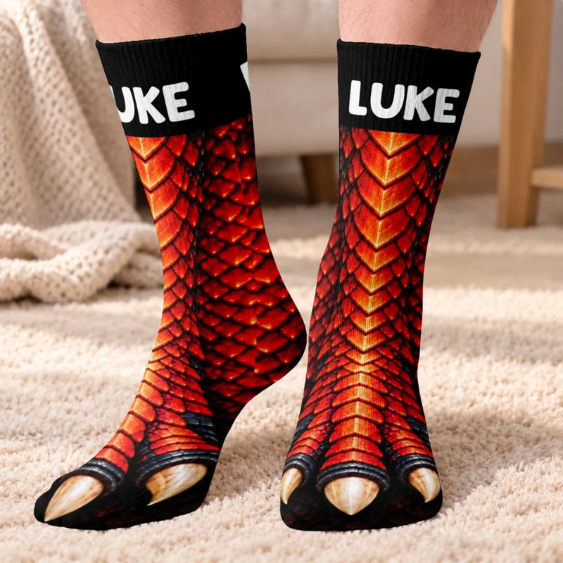 Custom Dragon Scales and Claws Gifts for Kids - Personalized Middle Tube Socks