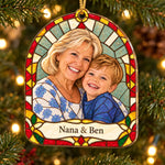 Custom Stained Glass Photo Family Christmas Gifts - Personalized Acrylic Ornament