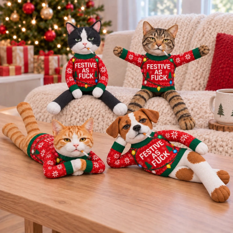 Custom Photo Pet Face Funny Ugly Christmas Sweater Gifts For Pet Lovers - Personalized Poseable Plush Doll