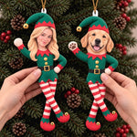 Custom Photo Face Christmas Elf Funny Gifts For Family, Pet Lovers - Personalized Poseable Plush Doll Ornament